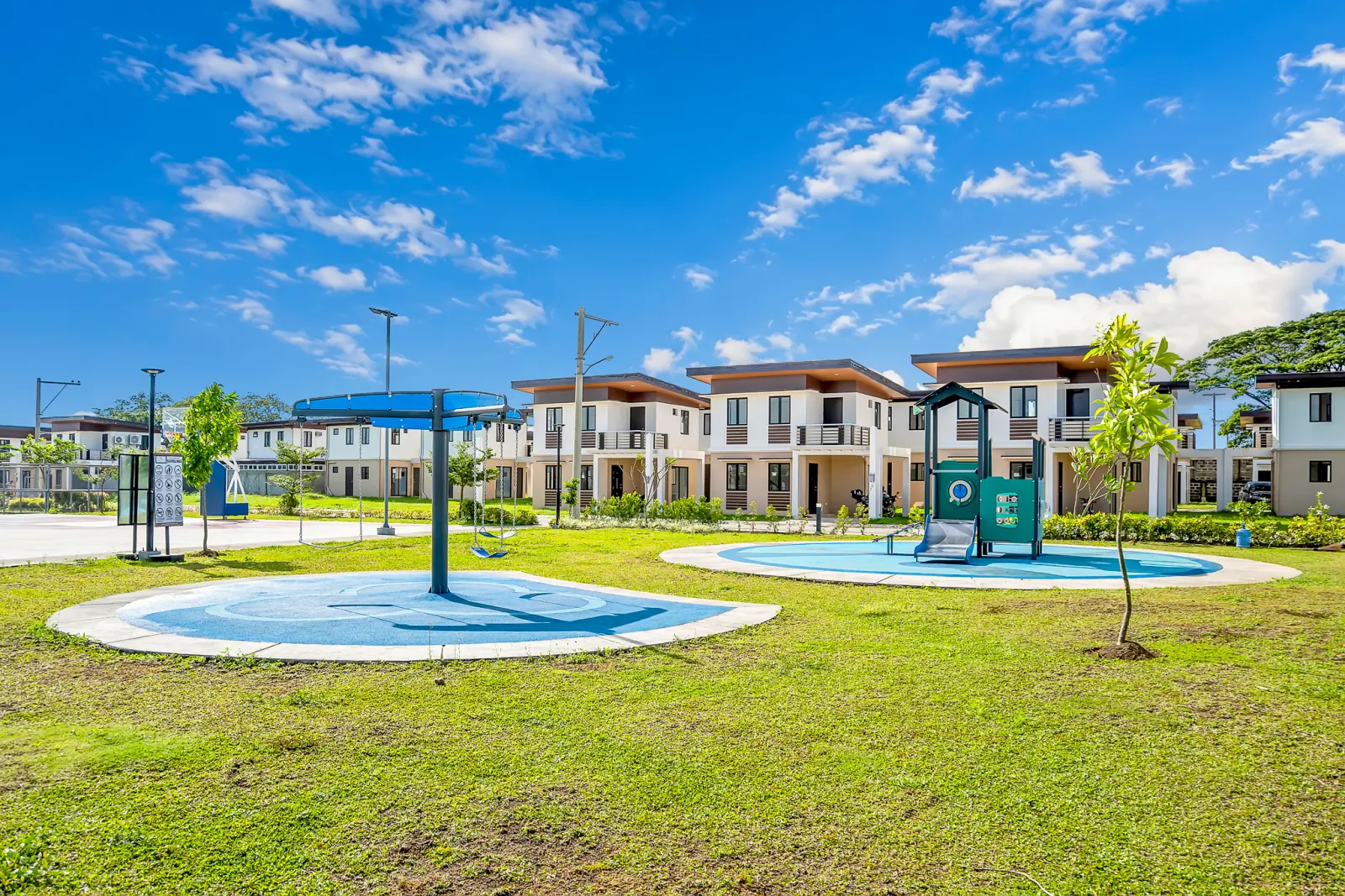 Community splash pad and playground