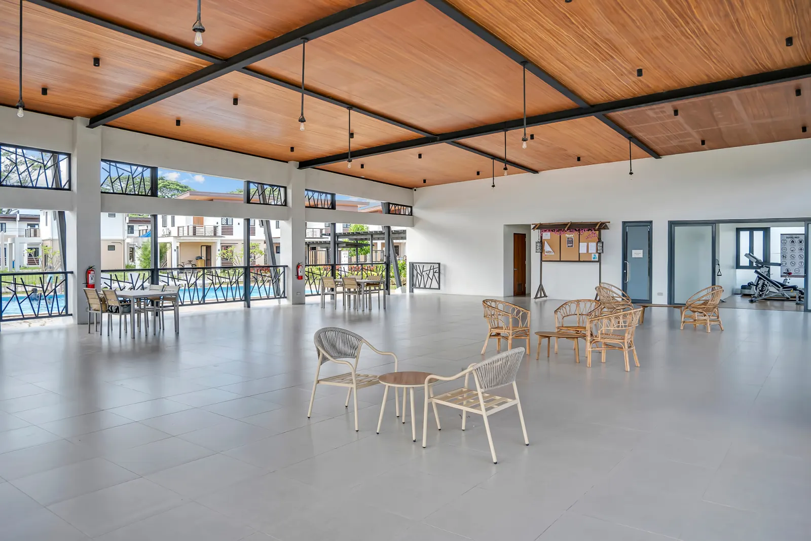 Clubhouse hall with tables and chairs